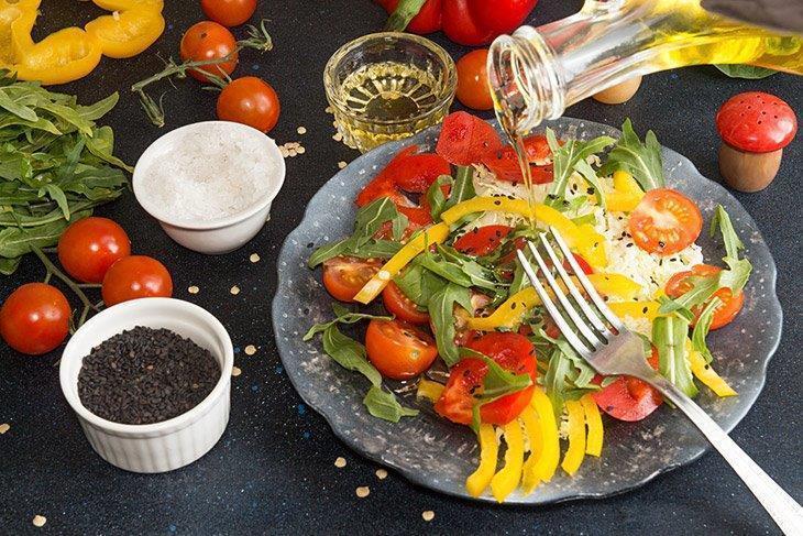 Salad of Fresh Ripe Homegrown Vegetables