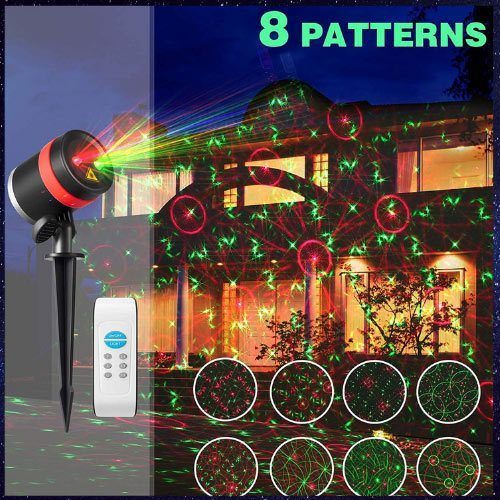 SKONYON Christmas Laser Lishts Outdoor Star Lights Shower Projector Christmas Lights with Remote Control Outdoor Laser Light Show for Christmas Holiday Party Landscape Garden Decorations