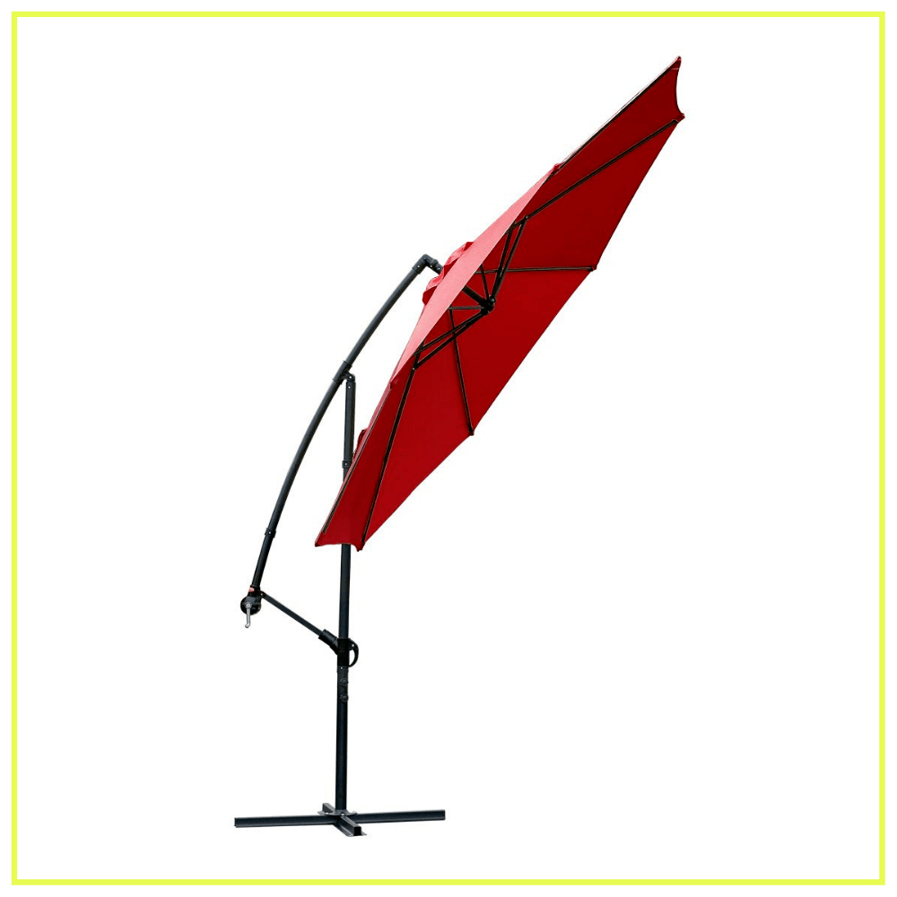FARLAND Offset Umbrella 10 Ft Cantilever Patio Umbrella Outdoor Market Umbrellas with Cross Base (Beige)