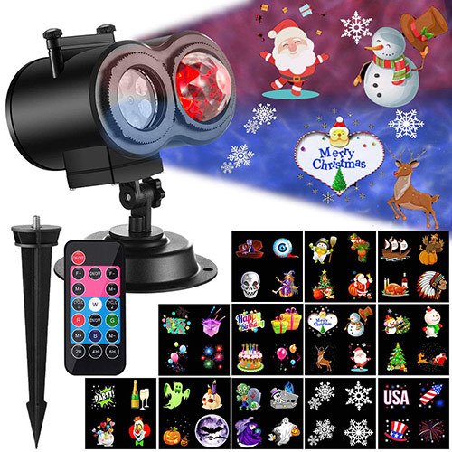 Ocean Wave Christmas Projector Lights 2-in-1 Moving Patterns with Ocean Wave LED Landscape Lights